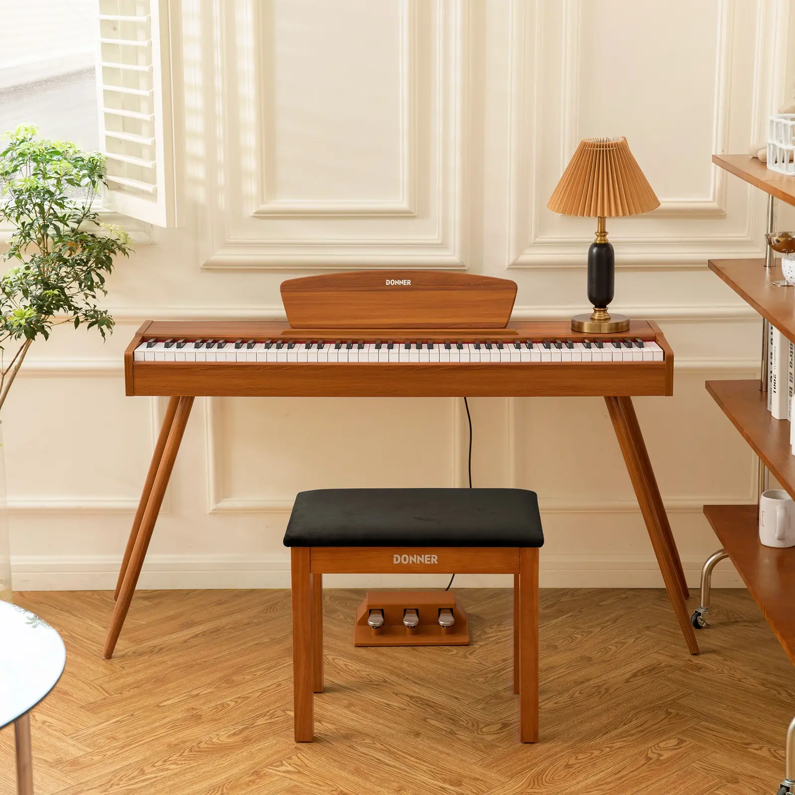 Donner DDP-80 88-Key Weighted Digital Piano Keyboard, Wooden Style, with Stand and 3-Pedal Set Donner DDP-80 88-Key Weighted Digital Piano Keyboard, Wooden Style, with Stand and 3-Pedal Set