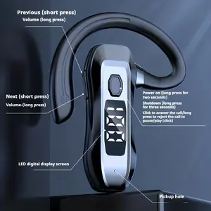Single-ear Wireless Headphones, Business Driving Headphones, Noise-canceling Headphones, Sports Earhook Headphones, Long Battery Life, Unisex