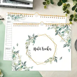 1pc Habit Tracker Calendar Diary, Spiral-Bind Habit Tracker Planner with Plant Pages, Undated Daily Weekly Monthly Habit Tracker, Enhance Productivity, Calendars Planners, 10 * 8 inches, 160gsm Paper, Spiral Bound Planner