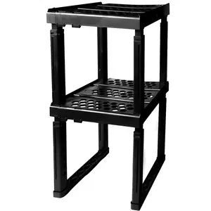 Adjustable Width and Height Locker Organizer Shelf, Ideal for School, Office and Gym Lockers, Black 2 Pack