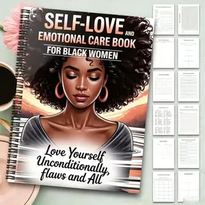 Women's Self-Love and Emotional Care Workbook, Mental Health Journal with Exercises, Daily Affirmations & Goal Setting, Elegant African American Cover Design for Black Women, Spiral-Bound Planner