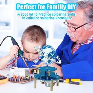 Soldering Kit, Rotating Planet Globe with Light & Music, Adjustable Brightness & Speed, Electronics Project for Teens & Adults