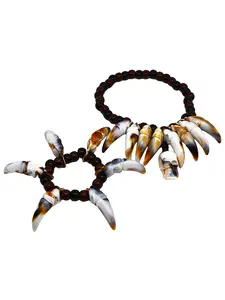 1pc Fake Wolf Tooth Bracelet and Necklace Set, Native American Style, Bohemian Fashion, Party Accessories, Birthday, Festival, Beach, Music Fest