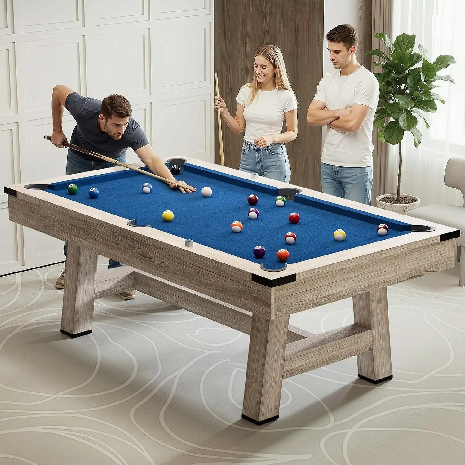 7' Wood-Finished Pool Table, Professional Billiard Table, Game Table, Game Table Set for Adults And Families