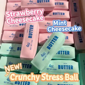 Squishy Toy Butter Bar Stress Relief Fidget Toy, Soft Squeeze Crunchy Sensory Play Toy for Desk Breaks, Home, School, Study, and Office Use, Cute Handheld Butter Shape Toy for Everyday Fun, Kids, Teens, Teachers, Office Workers, Small Gift Buyers