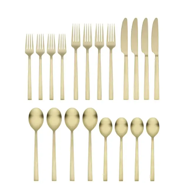 River 20-Piece Gold Stainless Steel Flatware Set with Handles for Service, Ideal for Tableware Use - Cutlery
