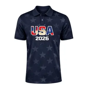 USA Polo Shirt 2026, Custom Name Number, American Flag Fan Shirt Short Long Sleeve