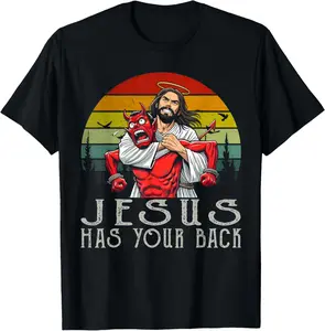 Jesus Has Your Back ! Jesus T Shirt Pure Cotton Graphic Tees Menswear Top: Gifts for Men & Women