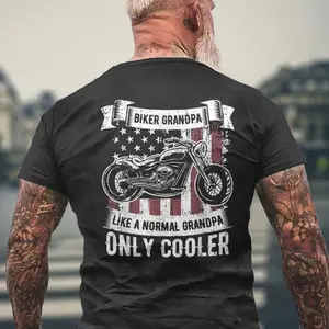 Biker Grandpa Ride Motorcycles Motorcycle Lovers Rider Gift Gift For Mens Men's T-Shirt Design On Back
