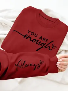 Women's Letter Print Round Neck Pullover, Fashion Casual Crew Neck Long Sleeve Sweatshirt for Daily Holiday Outdoor Wear, Women Clothing Tops for Fall & Winter, Womenswear, Lady