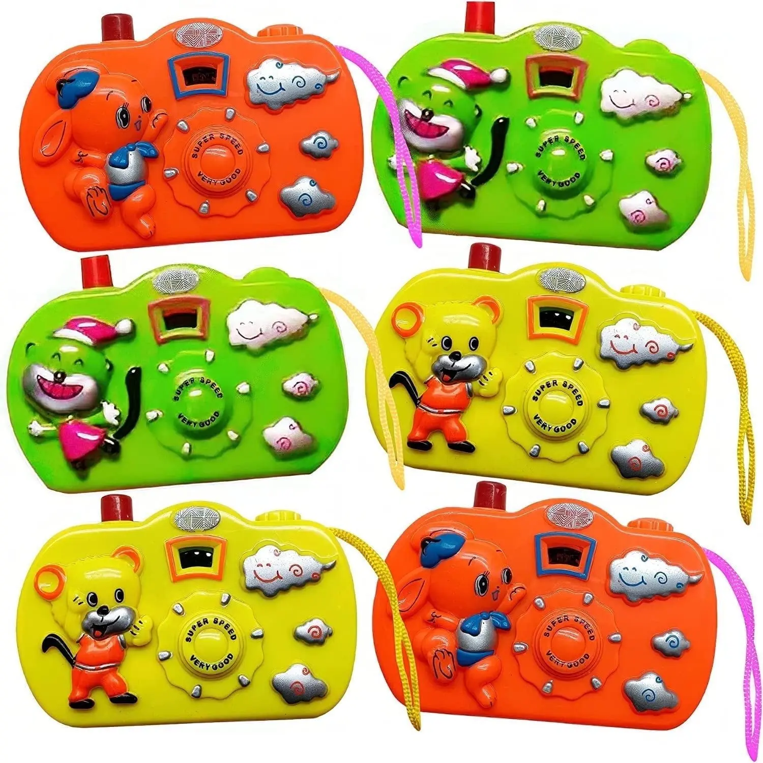 Kids’ Camera Toy Set, Pack of 24, Toy Cameras for Kids with Images in Viewfinder, Pretend Play Props for Boys and Girls, Birthday Party Favors for Kids and Goodie Bag Fillers, 3 Colors