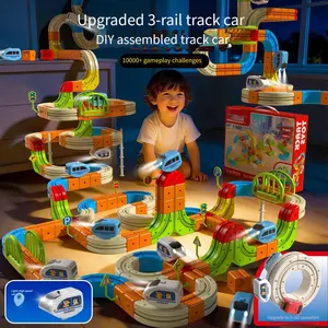 DIY Assembled Magnetic Rail Car Set, Creative Magnetic Blocks, 145pcs Electric Toy with Lights, Anti Gravity Train Building Blocks, Ideal Gift for Kids