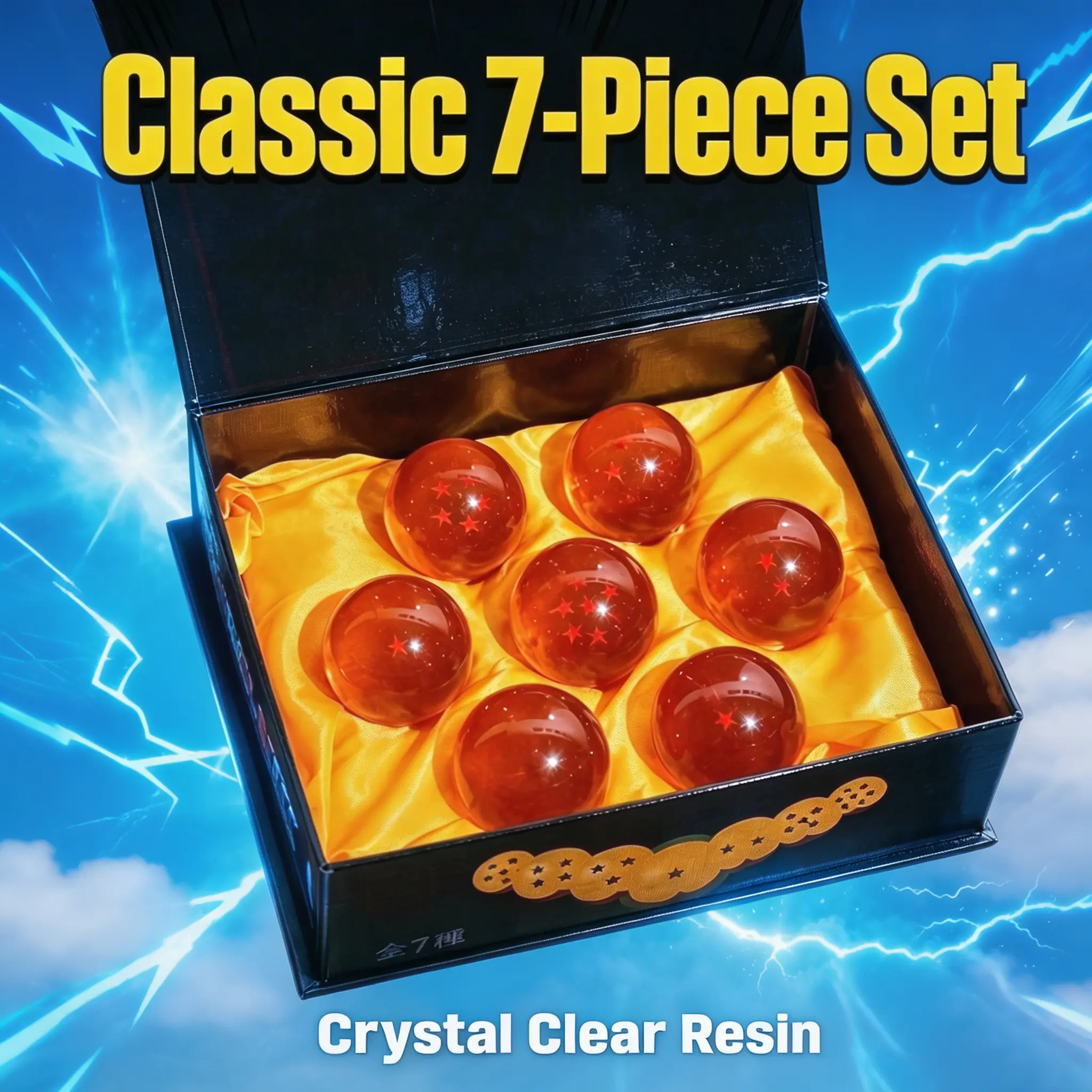 HARS DBZ 7-Piece Crystal Sphere Set, 43mm Glossy Round High-Clarity Acrylic Collectible, 1-7 Star Anime Replica with Premium Gift Box, Cosplay Desk Decor, Halloween Christmas Gift