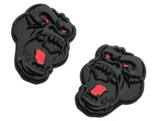 2Pcs Angry Gorilla Ape Emblems 3D Car Truck Motorcycles Side Rear Styling Decal Sticker Gorilla Badge Custom New (Glossy Black)