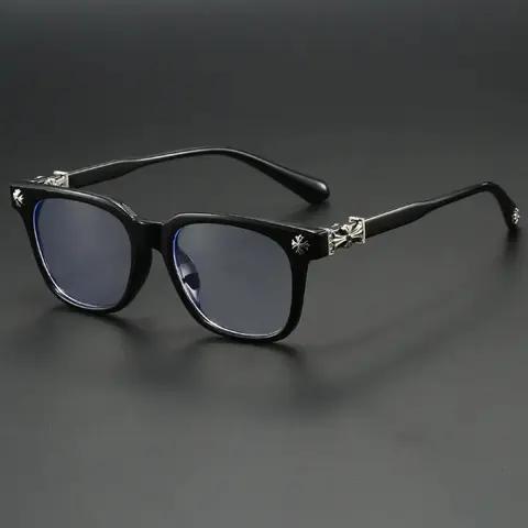Fashion Metal Square-Frame Anti-Blue Light Glasses, Flat-Lens Stylish Protective Eyeglasses for Outdoor and Daily Use, Casual All-Season Solid-Color Design, Square Frame Eyewear, Square Frames Eyeglasses
