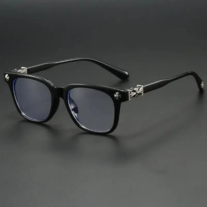 Fashion Metal Square-Frame Anti-Blue Light Glasses, Flat-Lens Stylish Protective Eyeglasses for Outdoor and Daily Use, Casual All-Season Solid-Color Design, Square Frame Eyewear, Square Frames Eyeglasses