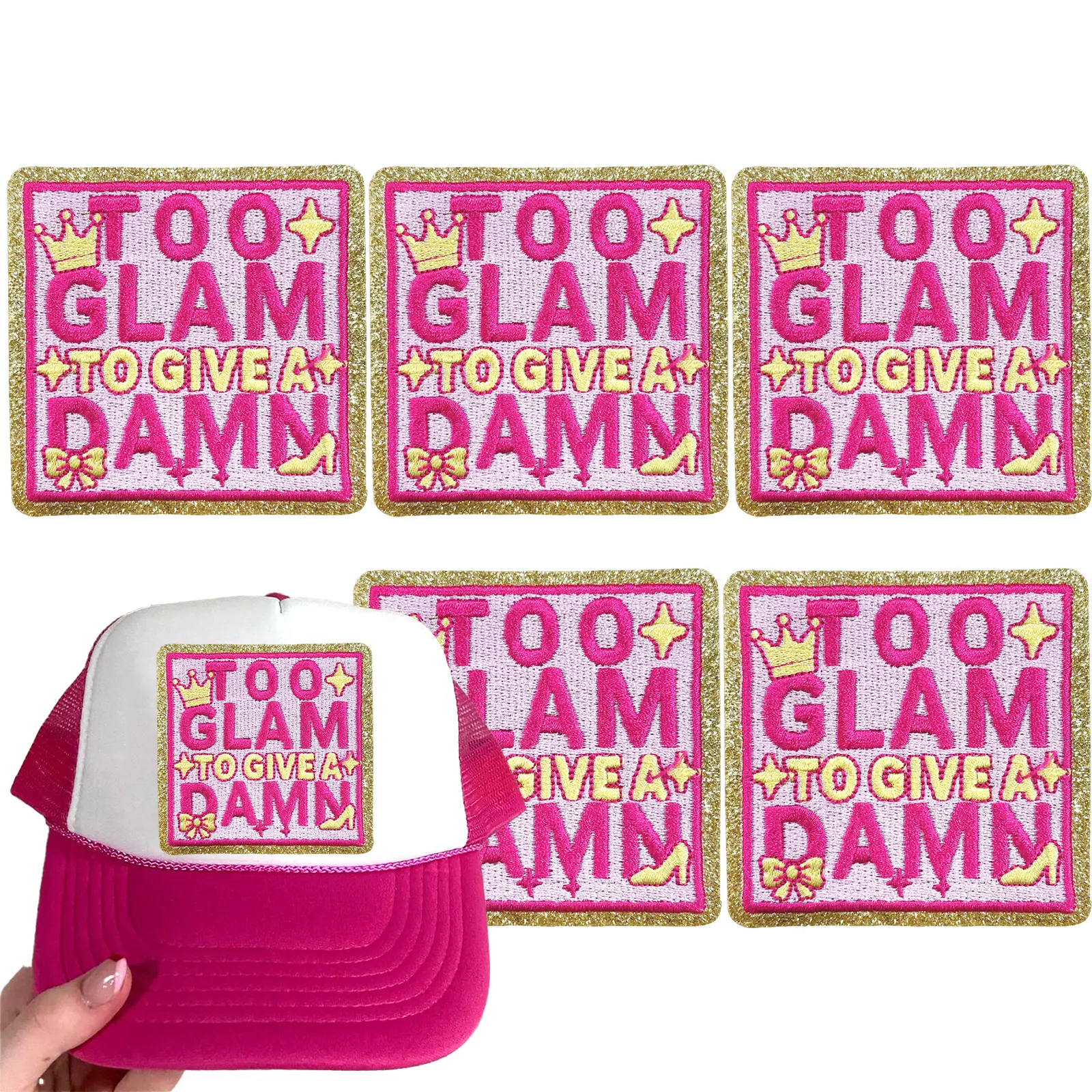 CY 5PCS Iron on Patches Tucker Hats Funny Phrase Embroidered Appliques DIY Accessories for Clothing Bags Jackets Jeans Backpacks Embroidery Craft