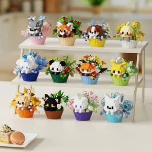 Creative Dessert Small Animal Cake Building Blocks Micro Particles, Mini Parrot, Raccoon, Schnauzer, Fox, Shiba Inu, Bichon Frise Models Brick