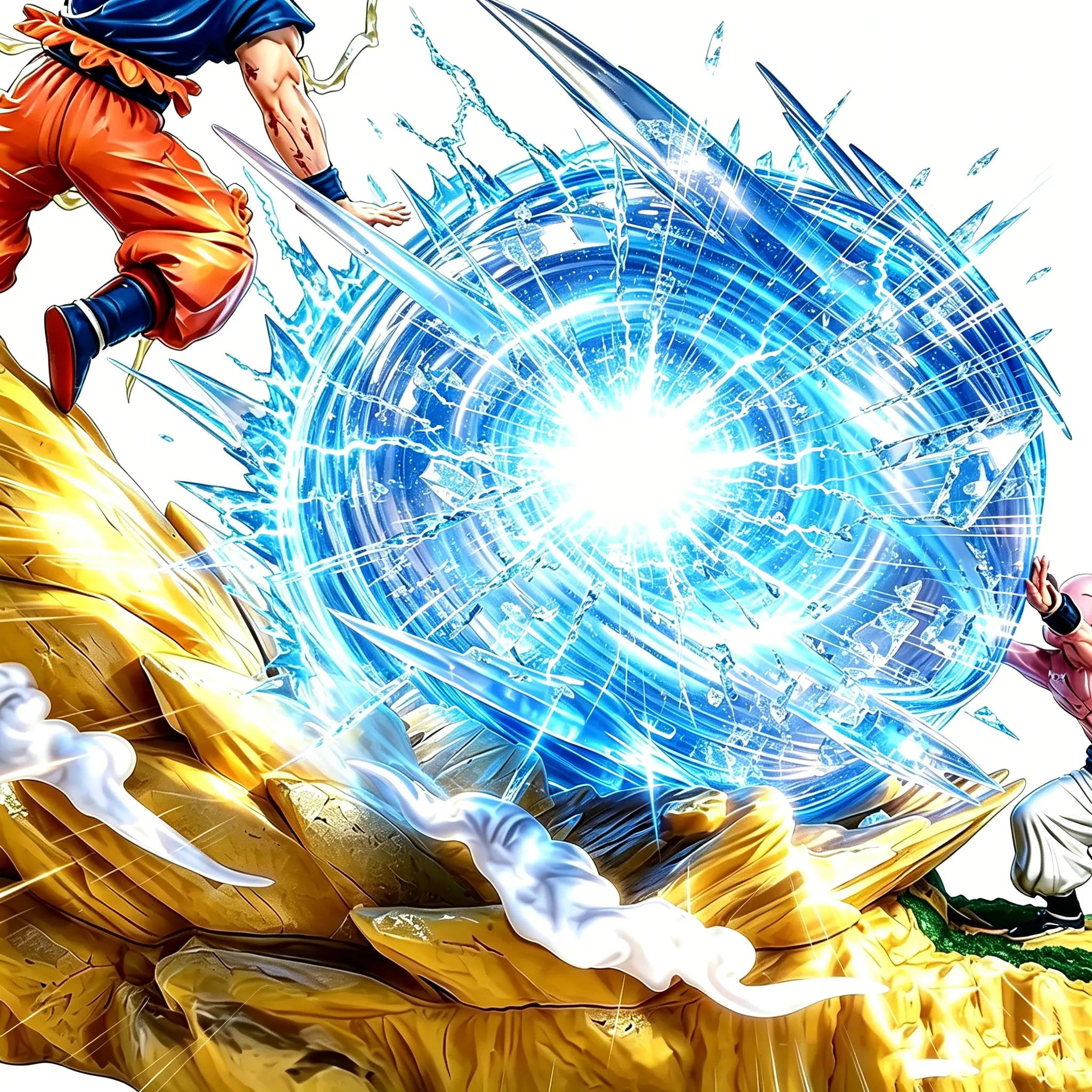 DBZ Energy Clash Battle Diorama Figurine - Premium Anime Characters Collectible, Glow Feature, Multi-Color Statue for Desk, Anniversaries Gift Set (Statues & Bobbleheads Category)