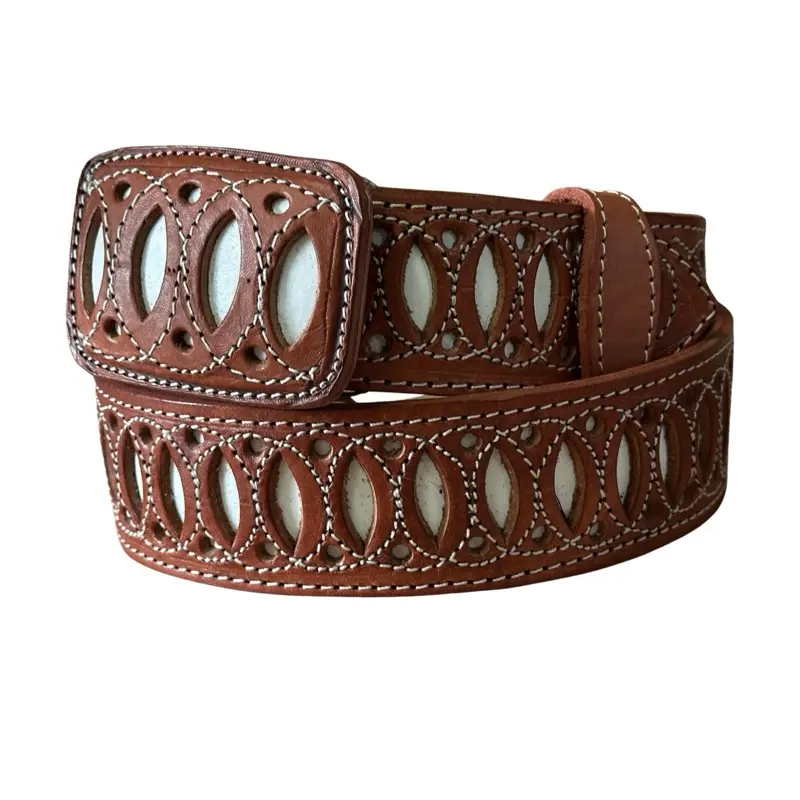 Infinity Chiseled Charro Leather Belt - 2" Wide Cinto Charro