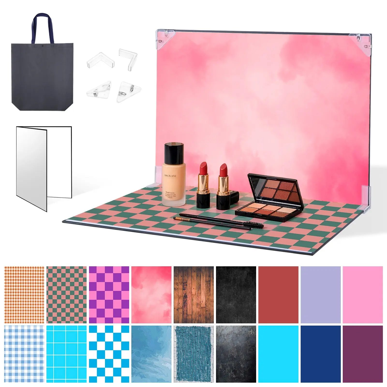Thick Photography Card Paper Set, 1+9 Background Papers, Photo Shooting Props, Includes Stand and Small Accessories, Photoshoot Accessories, Photography Backdrop Board