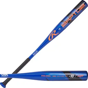 Rawlings Raptor Youth Baseball Bat USA -10 Drop 2 1/4" Barrel 1 Pc Aluminum Ultra-Light Speed Cap High-Performing Material