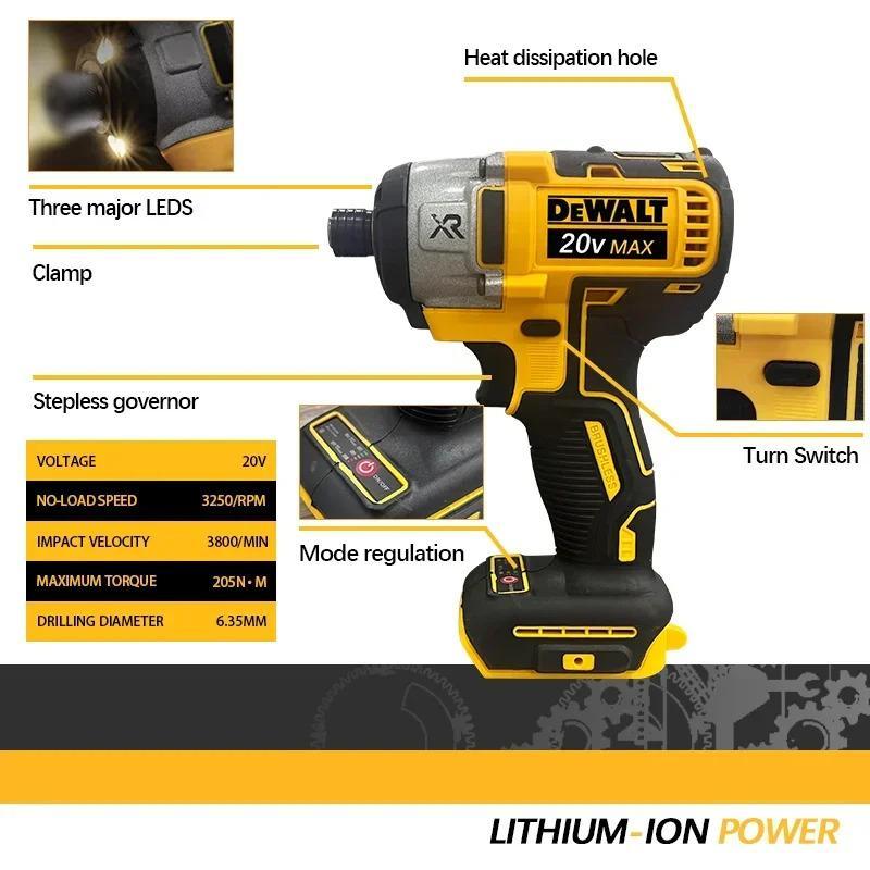DEWALT DCF887 Cordless Impact Driver Brushless Motor Electric Drill 1/4-In 205NM High Torque Power Tools For 20V Lin-ion Battery