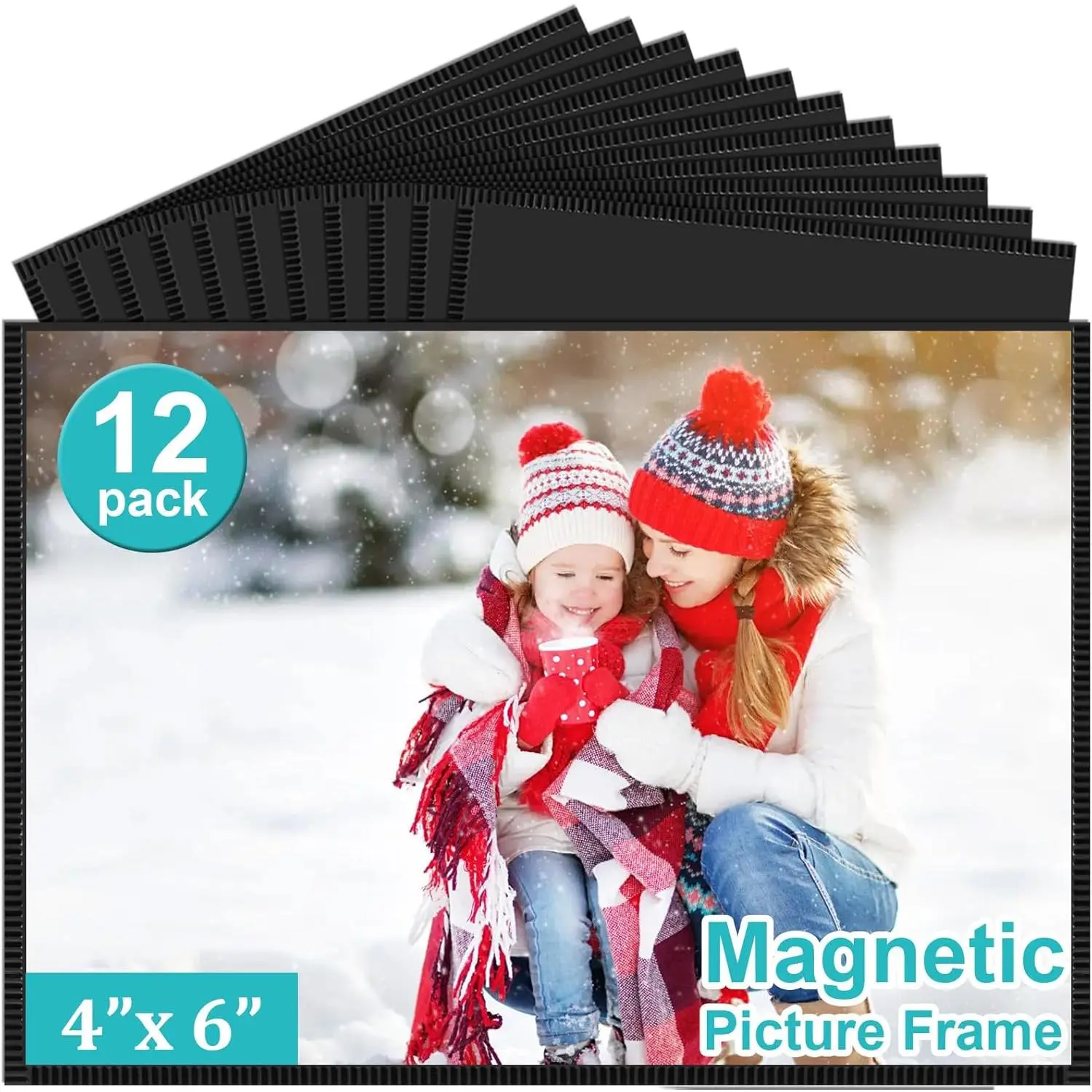 12 Pack  Picture Frame,  Frame with Black Border,  Photo Frames for Refrigerator 4x6" , Refrigerator  for Pictures  Display Frame