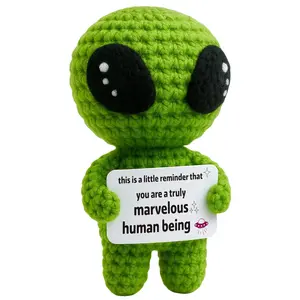 Handmade Alien Crochet Doll Gift Set with Encouragement Card, Perfect for Friends Colleagues Teachers Teens Sci-Fi Fans, Cuddly Doll Gift