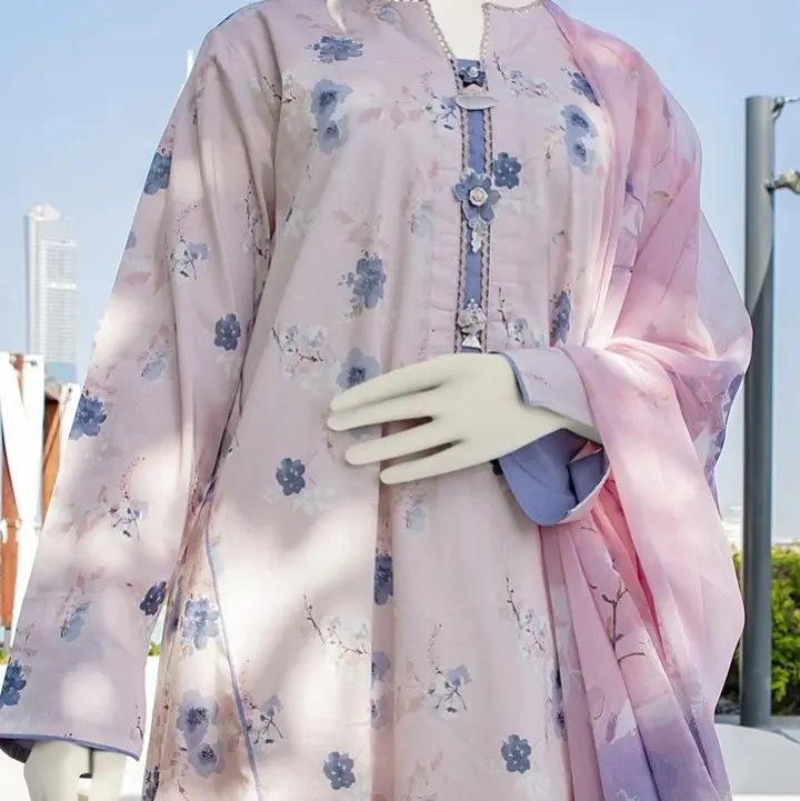 Pakistani/Indian 2Pc Lawn Dress With Chiffon Dupatta