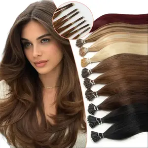 12inch-20inch I Tip Human Hair Extensions Natural Straight Machine Remy Hair Keratin Capsule I Tip Hair 50pcs 30g/pack Micro Beads Hair For Women