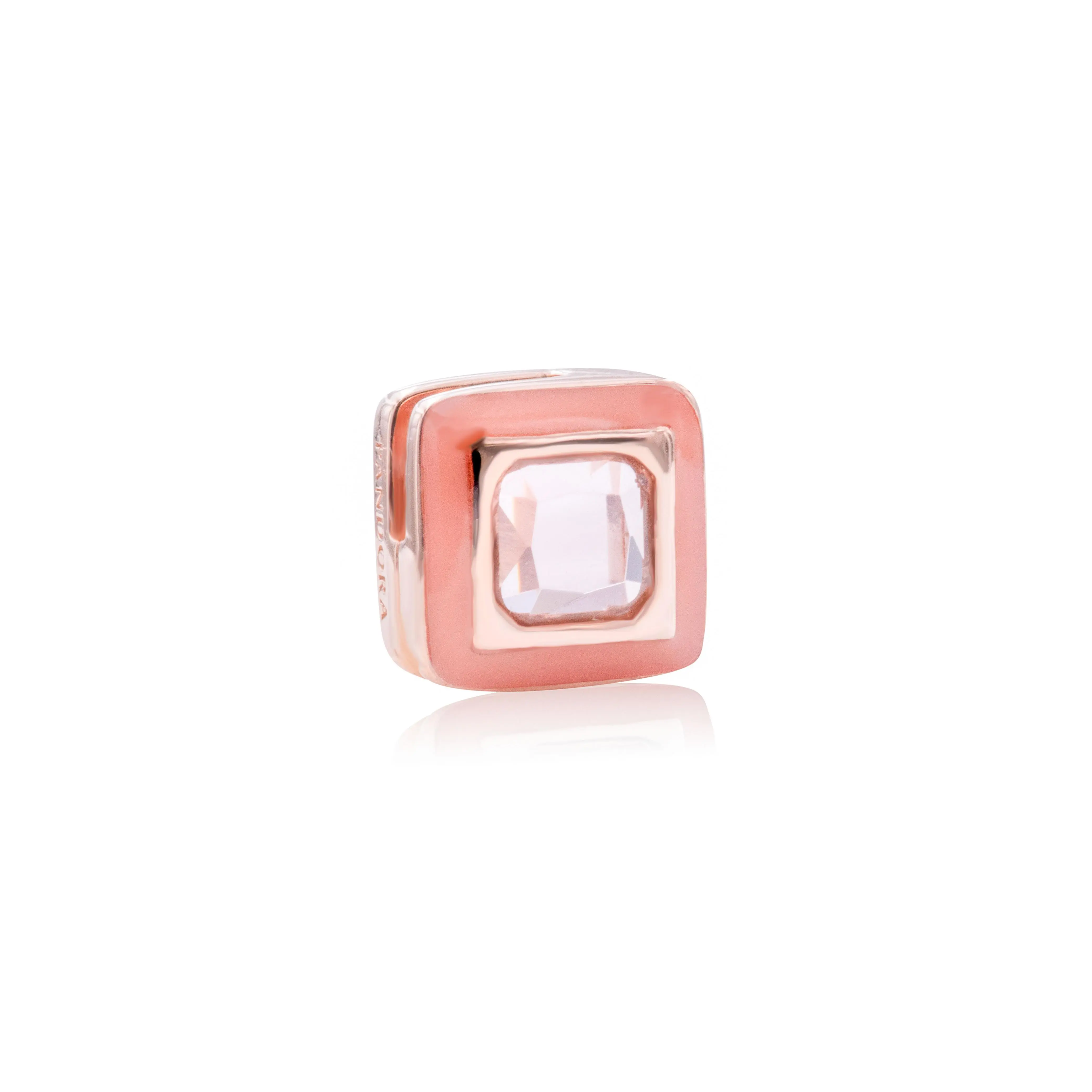 Pandora Reflexions Square Clip Charm, Pandora Rose 787888NPO, Bezel Set Charms & Pendants, 1 Bezel-Set Octagon, Brilliant Faceted, Dusty Pink Enamel, Orchid Pink Crystal, Collectibles
