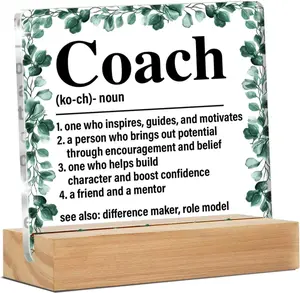 Coach Thank You Gifts, Coach Mentor Trainer Tutor Appreciation Gifts, Coach Definition Clear Desk Decorative Sign Home Office Acrylic Decor
