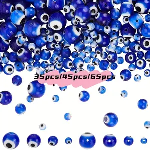 Vibrant Glass Evil Eye Beads Series, Bohemian Style Charms for DIY Jewelry Making Kit, Perfect for Necklaces, Bracelets & Accessories