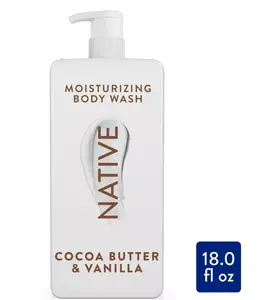 Native Moisturizing Body Wash for Women & Men - 24hr Hydration - Cocoa Butter & Vanilla - Sulfate Free - Paraben Free - 18 fl oz