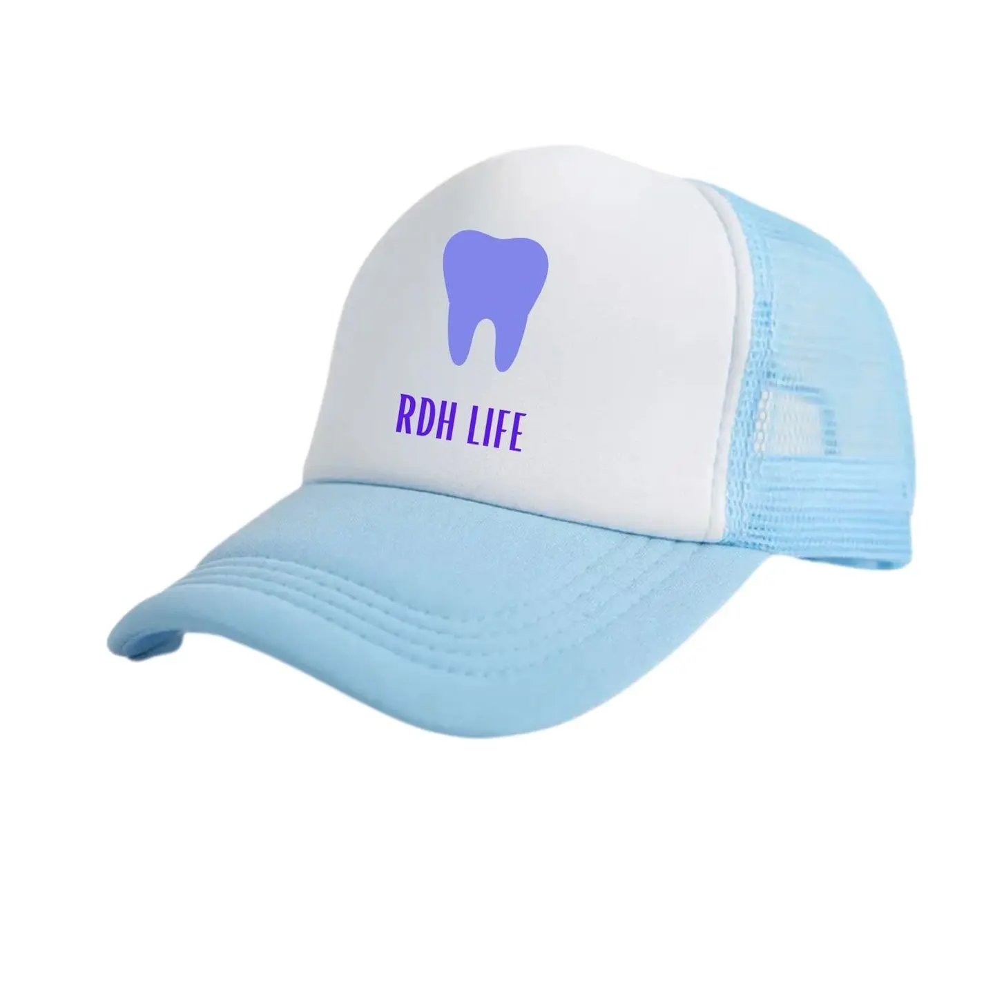 (RDH Life) Light Blue and white Two Tone Trucker Hat Summer Mesh Cap with Adjustable Snapback Strap