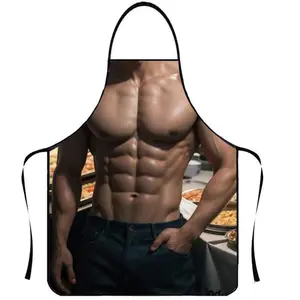 Strong Physique Pattern Apron, 1 Count Breathable & Waterproof Polyester Apron, Adult Size Sleeveless Kitchen Apron, Gift for Father, Husband, Son & BF
