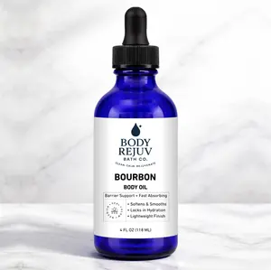 Bourbon Perfume Body Oil for Men 4 oz Masculine Scent with Madagascar Vanilla Cedarwood Musk & Lemon Nourishing Lightweight Oil