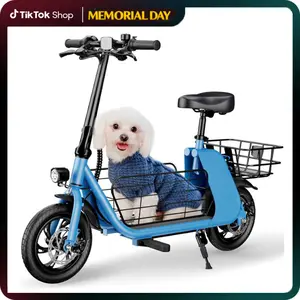 Windhorse C2-Cargo Electric Scooter with Seat & Basket - 450W Motor, 20-Mile Range, Foldable Design, Dual Disc Brakes - for Commuting, Pets & Cargo, 265 lbs Load Capacity