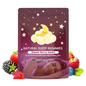 Natural Sleep Gummies - 40 Servings -Sweet Mixed Berry Stars (Melatonin Free)