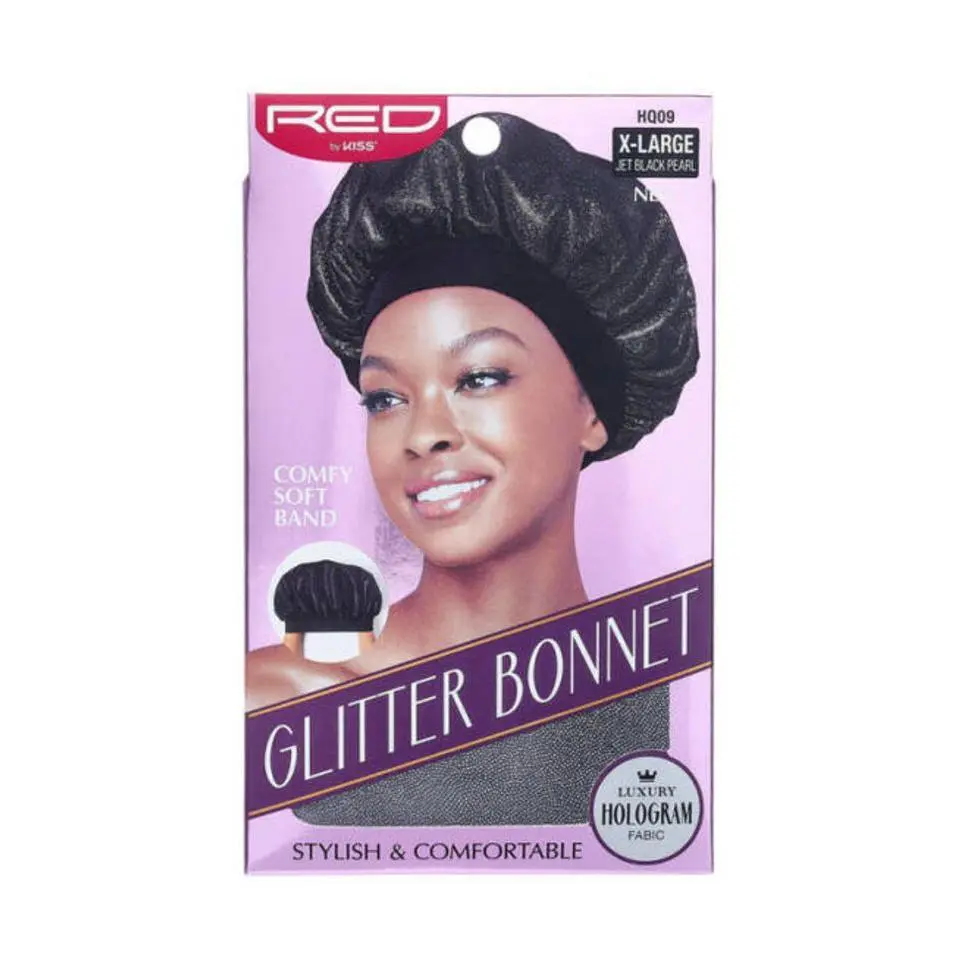 KISS - RED GLITTER BONNET XL JET BLACK PEARL