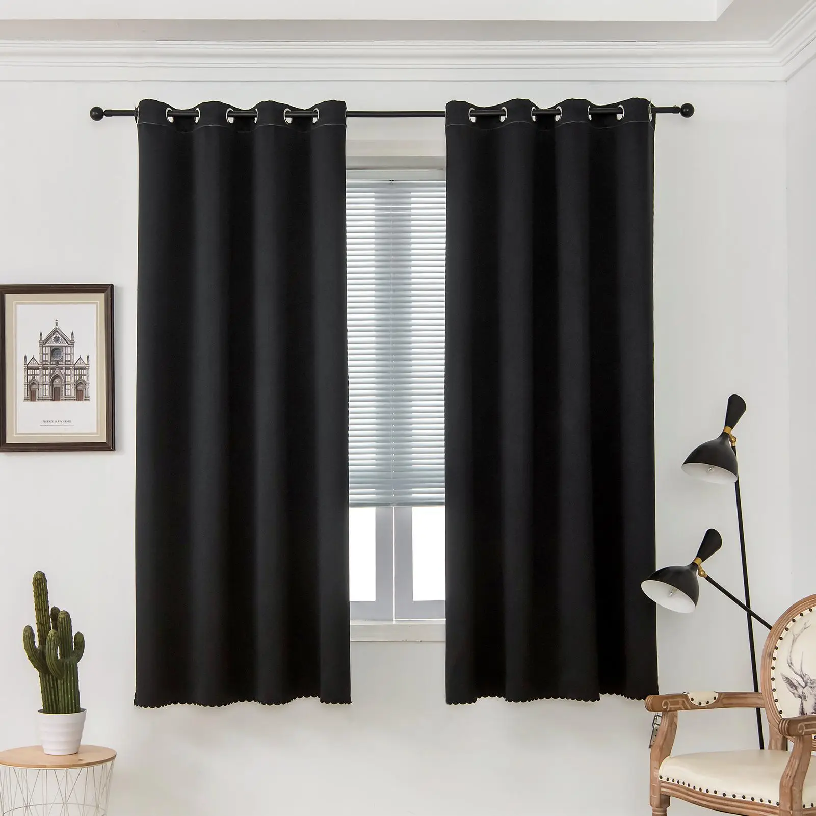 Blackout Curtain, 1 Count Modern Simple Grommet Design Curtain, Window Curtain for Home Living Room Bedroom, Home Decoration, Curtain Blinds, Heavy Cu