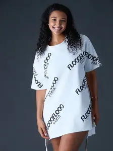 Flooo Women's Wear White Short Sleeve Sweatshirt Fashion Design Casual Top for Everyday Wear & Warmer Days