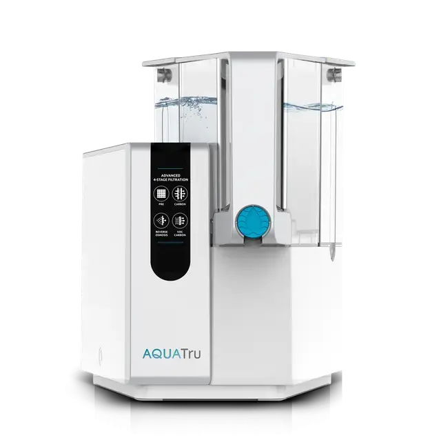 AquaTru Classic Countertop Water Filtration System - 4-Stage Ultra Reverse Osmosis Cleaner Purifier, Easy Push-Button Dispenser, No Installation Required, Great-Tasting Clean H2O, Water Cleaner Purifier
