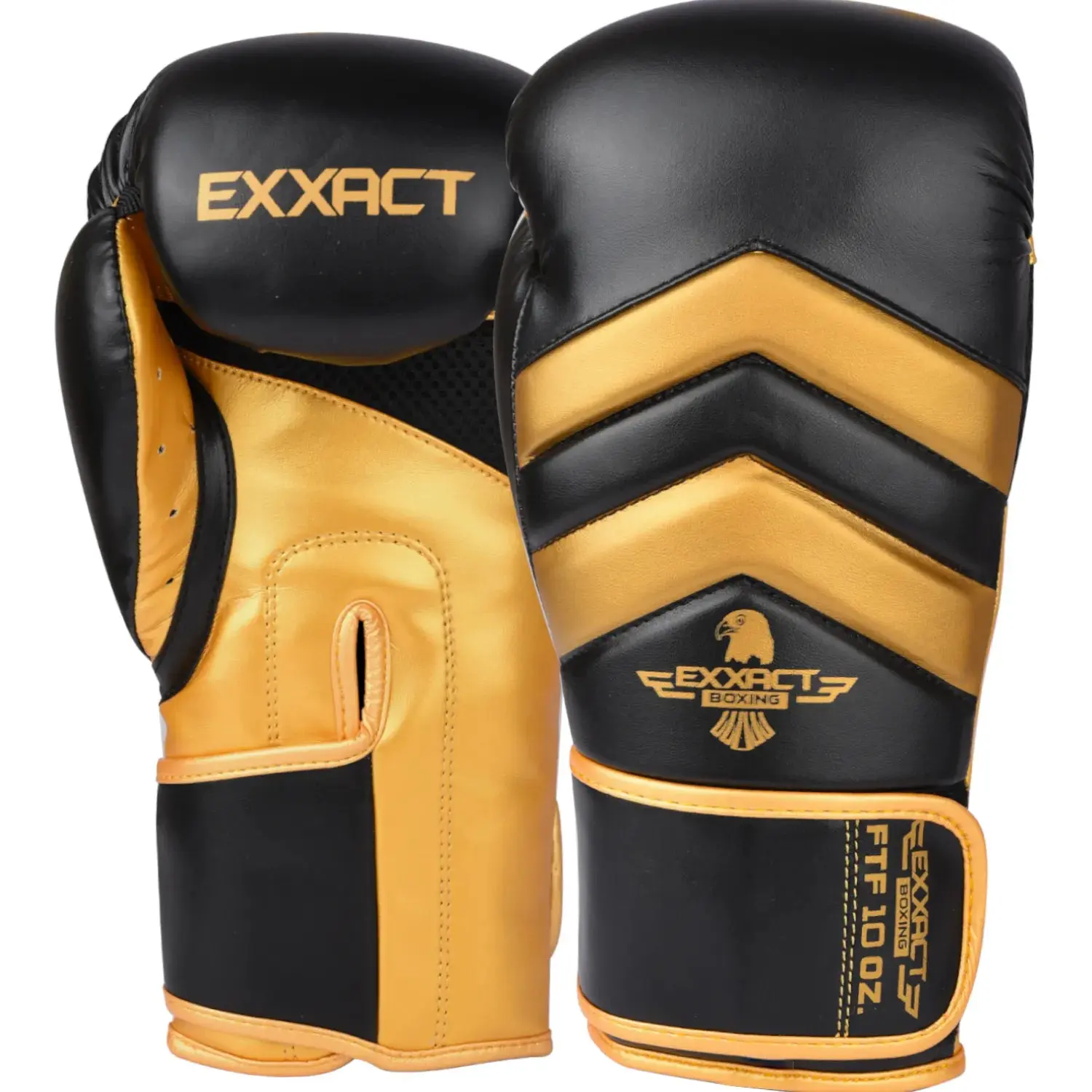 Exxact Sports Clash Boxing Gloves, Anti-Injury Sports Gloves for Men & Women (Black-Gold)