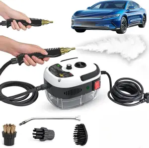 High-Pressure Steam Cleaner 2500W Handheld Steam Cleaner High Temperature Pressurized Steam Cleaning Machine Portable Car Steamer with Brush Heads (White)