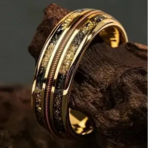 Vintage Guitar String-Inspired Amber Ring – Stylish, Unisex & a Must-Have Accessory to Shine Confidently Anywhere.