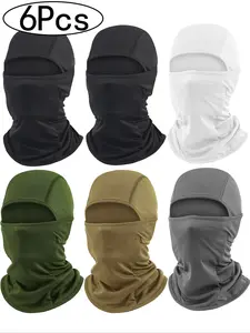 6Pcs-Winter Warm Motorcycle Helmet Cover, Cycling Ski Face Mask, Balaclava, Unisex Riding Gear, Sporty Style, All Seasons Use, Plain Pattern, Riding Accessories