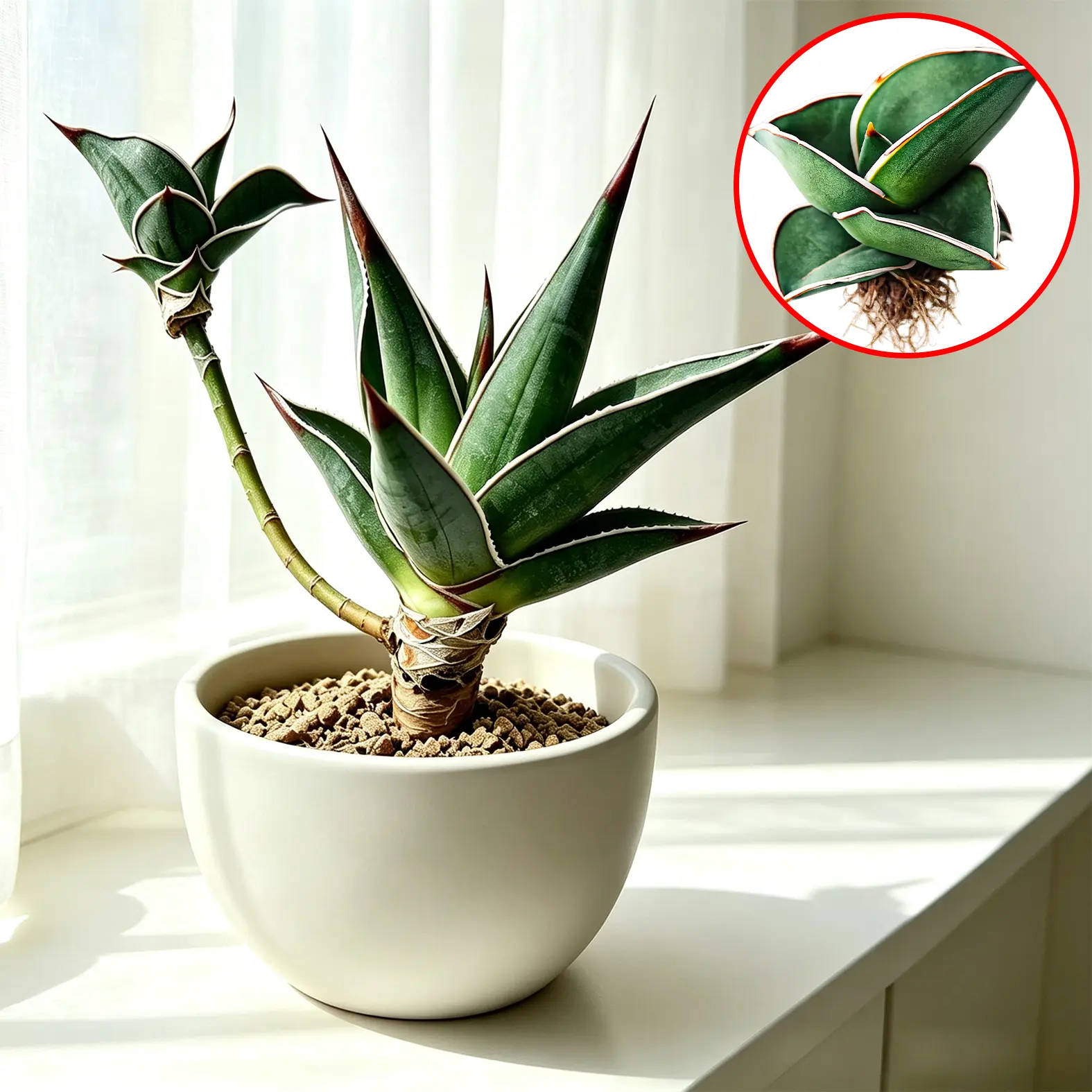 Samurai Dwarf Snake Plant, Unique Compact Sansevieria Succulent Houseplant, Easy Care Indoor Plant for Beginners, Modern Home Decor Gift