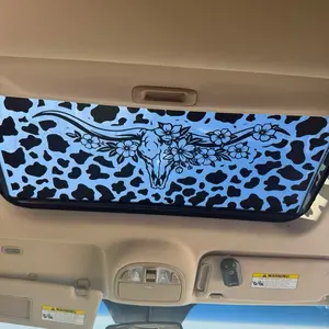 DC Prints Long Horn Cow Print sun roof Car Decal for Vinyl Window Decal - Removable, Not Reusable, Water-Resistant, Suitable for Extreme Weather Conditions, decals for trucks